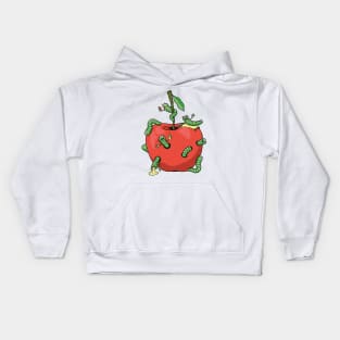 Funny worms in the apple Kids Hoodie